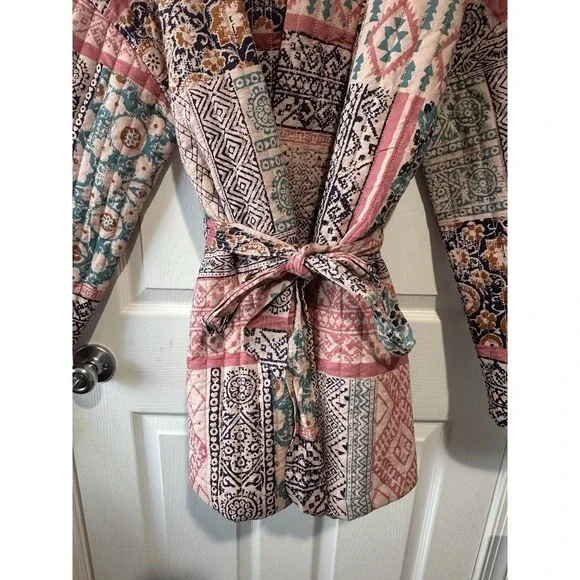 Julia Amory Hazel Wrap Jacket Rose Kilm Patchwork Womens M - Picture 3 of 15
